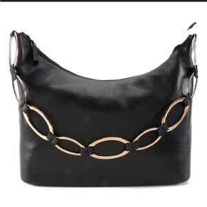 Vintage Gucci Heavy Chain Black Leather Shoulder Bag from Saks Fifth Avenue